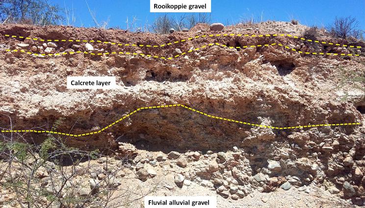 Rietputs B Fluvial Alluvial gravels overlain by Rooikoppie gravel, Lower Terrace B – De Bad.jpg